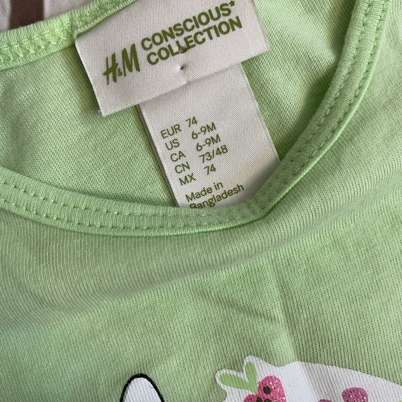 H&M Conscious Collection Soft Easter Rabbit/Bunny T-Shirt-Lime Green - Picture 4 of 4